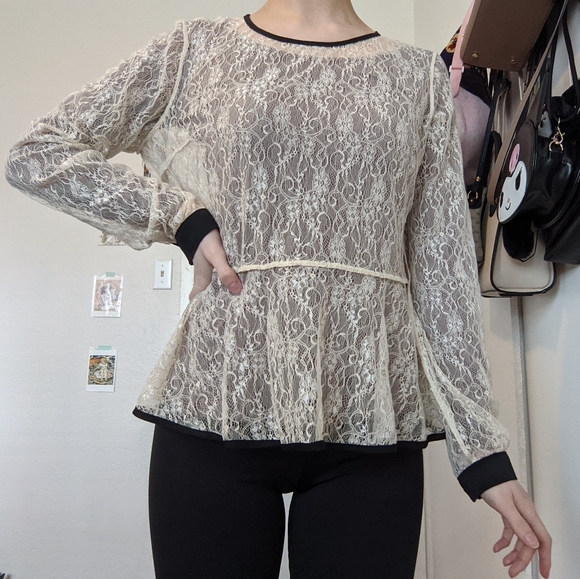 Sheer Ivory Lace Blouse - Picture 1 of 5